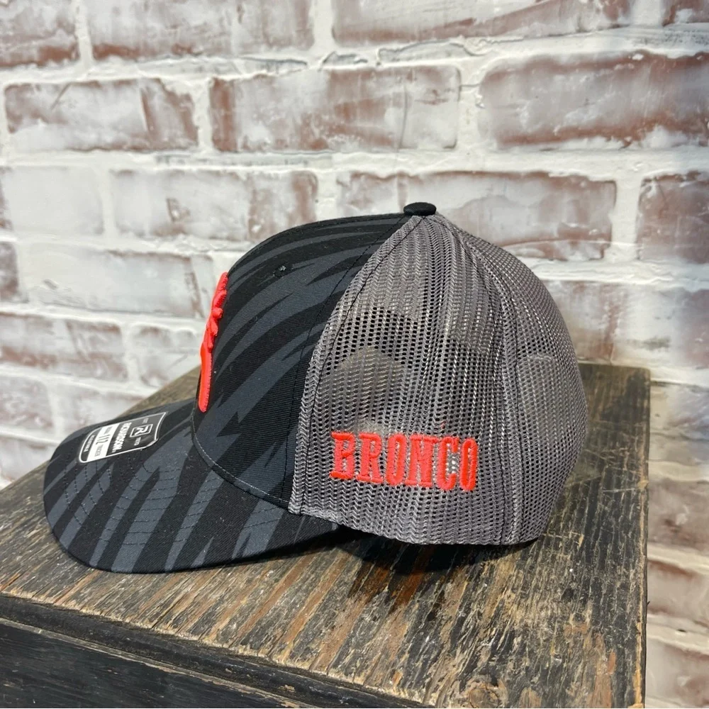 Black and Gray Trucker Hat with  spur and bronco Logo
